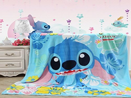Grace847 Children's Cartoon Printing Blanket Coral Fleece Bed Sheet (Stitch)
