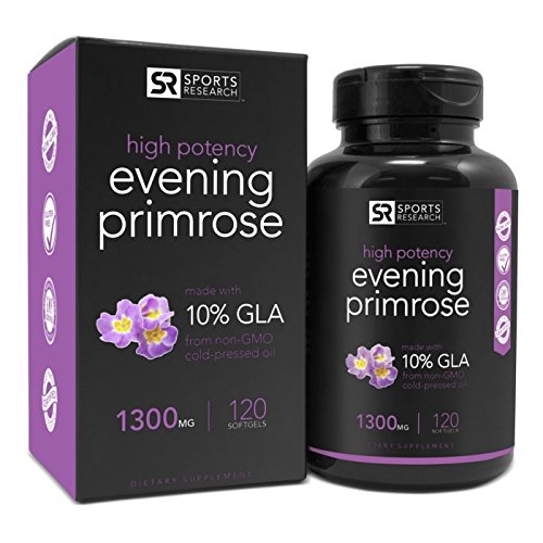 Evening Primrose Oil 1300mg 120 Liquid Softgels, Cold-Pressed with No fillers or Artificial Ingredients; Non-GMO & Gluten Free, Made in the USA