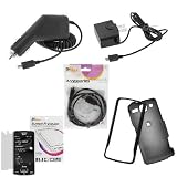 GTMax Rapid Car Charger + Home Travel Charger + USB Data Cable + Black Rubberized Hard Cover Case + LCD Screen Protector for AT&T LG eXpo GW820