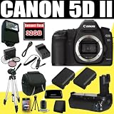 Canon EOS 5D Mark II 21.1MP Full Frame CMOS Digital SLR Camera + Battery Grip + TWO LPE6 Replacement Batteries + 3 Piece Filter Kit (UV, FL, CPL) + External Flash + 32GB Deluxe Accessory DavisMAX HDMI Kit