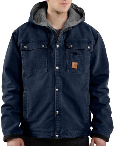 Carhartt Men's Tall Sandstone Hooded Multi Pocket Jacket, Midnight, 3X-Large