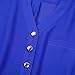 Coromose Women V-neck Chiffon Long Sleeve Shirt Blouse (M, Blue)