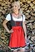 Trachten Dirndl-Set, 3-teilig, Midi, kurz, inkl. Schürze und Bluse, schwarz mit weißem Blümchenmuster, tolle Verarbeitung, 
