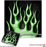 Sony PS3 Slim Skin - Metal Flames Green