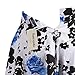 Fancyqube(TM Women Pleated Vintage Skirts Floral Print Midi Skirt Blue Medium