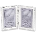 Silver-plated Beaded Double 4x6 Photo Frame