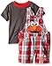 Sesame Street Baby Boys' 2 Piece Plaid Elmo Shortall Set