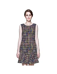 Checkered Print Plaid Print Sleeveless Polyester/Spandex/Knit Party Dress 