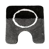 Soft Chenille Touch Circle Design Pedestal (Contour) Bathroom Mat/Rug (20 x 20 Inches) (Black/Grey/White)