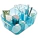 InterDesign Cosmetic Organizer Tote for Vanity Cabinet to Hold Makeup, Beauty Products - Aqua Blue