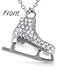 Glamour Girl Gifts Collection Silver Tone 3D Ice Skate Figure Skater Crystal Reversible Charm Necklace Winter Christmas Jewelry Gift (Clear)