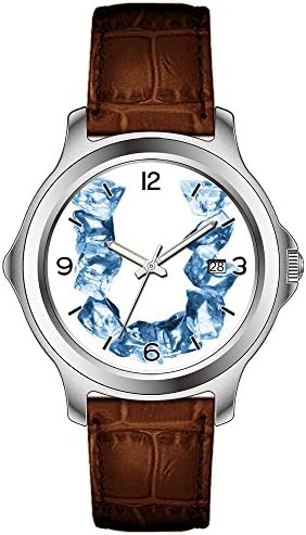 Electric Man's Unique Design Multi-Colored Romam Numerals Brown Leather Strap Watch style 978