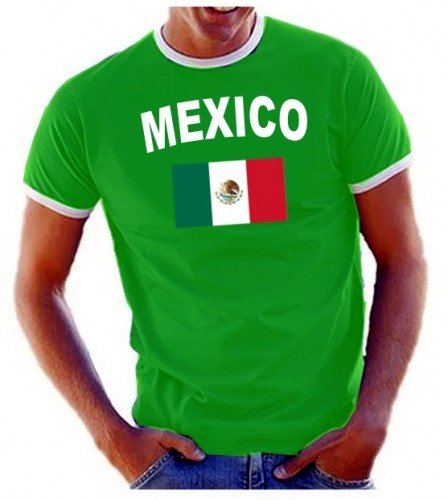 Coole-Fun-T-Shirts Herren T-Shirt Ringer, Grün, XL, 10888_Mexico_HERI