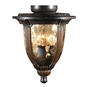 Bronze Ceiling Fan Light Kit With Amber Hammred Glass