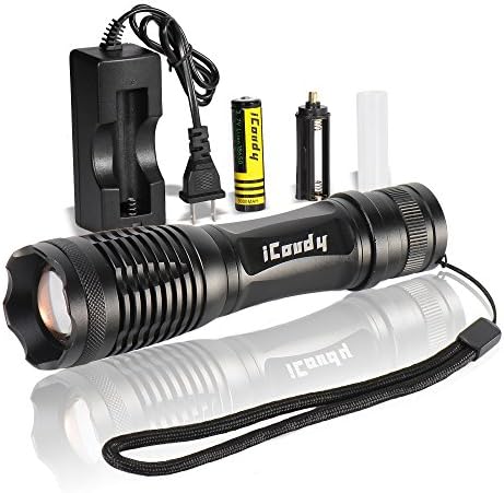 BESTSUN Super Bright 3000 Lumens Tactical Led Flashlight Cree XM-L T6 Torches Ideal for Outdoor Cycling Camping Hiking- Rechargeable 18650 Battery + Charger