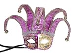 Masquerade Jester Paper-mache Half Mask in Purple & White Masquerade Jester Paper-mache Half Mask in Purple & White