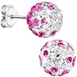 8mm Pink Clear Ball Crystal Stud Earrings MADE WITH SWAROVSKI ELEMENTS