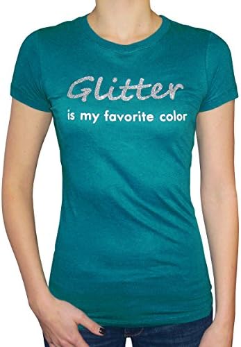Zone Apparel Women's Glitter is my Favorite Color Tee Shirt Medium Teal