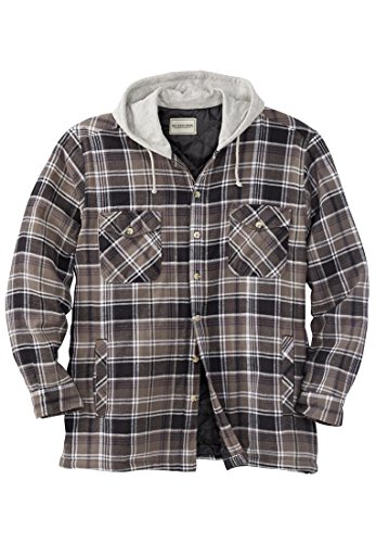 Boulder Creek Men's Big & Tall Fleece-Hooded Shirt Jacket, Pewter Plaid