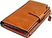 Obosoyo Women's Large Capacity Luxury Wax Genuine Leather Wallet With Zipper Pocket Yellowish Brown