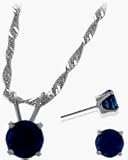 14 Karat White Gold Genuine Sapphire Solitaire Set