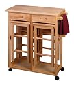 Furniture online: Breakfast Bar Cart Set with Drop-Leaf Table and 2 Stools