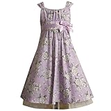 IMAGE OF Size-12.5 BNJ-1648R LAVENDER-PURPLE FLORAL TOILE PRINT EMPIRE WAIST Special Occasion Flower Girl Easter Party Dress,R81648 Bonnie Jean Girl PLUS SIZE
