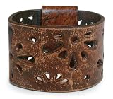 Leather bracelet, Floral Brown