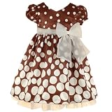 Infant Baby Girl Special Occasion BROWN DOT Dress BONNIE JEAN Fall 3-24M