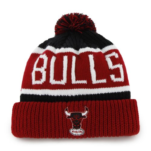 Chicago Bulls Red Windy City "Calgary" Beanie Hat with Pom - NBA Cuffed Winter Knit Toque Cap