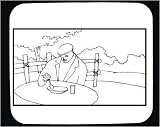 Mouse Pad with man, black and white, Michigan, garden, Detroit, breakfast, park, eating, fence, table
