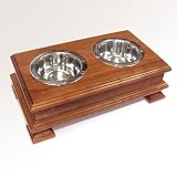 Cherry Pet Feeder Crafted from Solid Cherry Wood - Elevated Dog Dish Stand Holder For Small Dogs - Top Rated - Best Quality Available - Best Pet Bowl Stand For Dog Food or Cat Food!