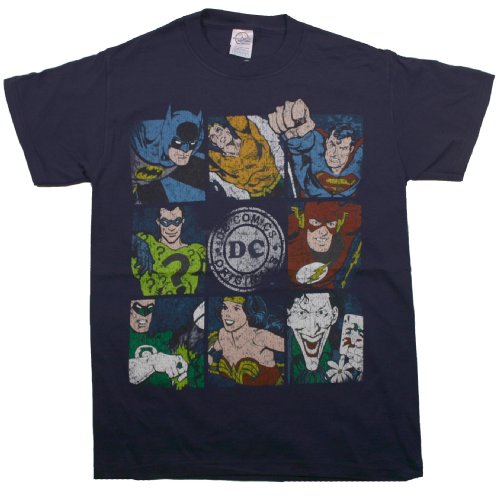  DC ORIGINALS BOXED PRIMARY CHARACTERS Licensed Navy Blue Fine Soft Woven Cotton Tee