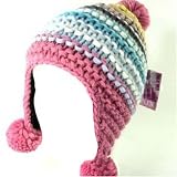 NWT CHUNKY HAND KNIT WOOL TROOPER SKI JUNIOR HAT PINK SMALL MEDIUM