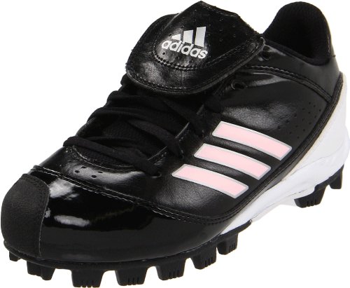 adidas Monica MD Low Girls Baseball Cleat (Toddler/Little Kid/Big Kid),Black/Diva/Metallic Silver,3 D US Little Kid