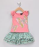 Calvin Klein Toddler Girls Pink Butterfly Top & Skirt