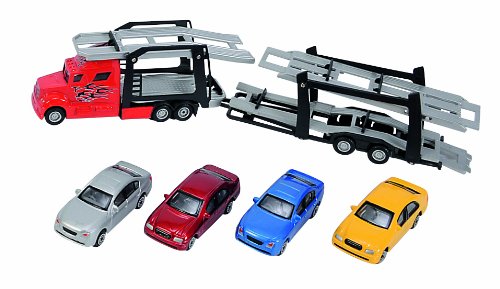 Dickie 20 341 5863 - Rimorchio con 4 auto, assortite Dickie 20 341 5863 - Rimorchio con 4 auto, assortite