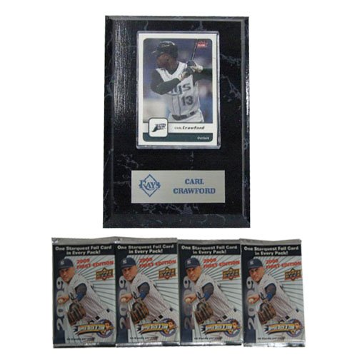 MLB Card Plaques - Tampa Bay Rays-Carl Crawford with FREE 4 pack