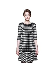 Round Neck Mermaid Polyester/Spandex Houndstooth Print  Dress