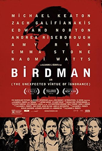Birdman or (The Unexpected Virtue of Ignorance) (2014): Movie Poster (Thick Poster) Original Size 24x36 Inch - Michael Keaton, Zach Galifianakis, Edward Norton