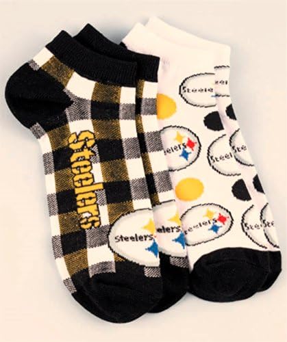 NFL Pittsburgh Steelers Women's 2 Pair Low Cut Plaid & Polka Dot Socks