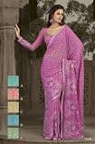 Designer Pink Faux Georgette Partwear Saree Sari with