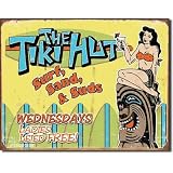 Tiki Hut Tropical Cocktail Bar Vintage Tin Sign Poster