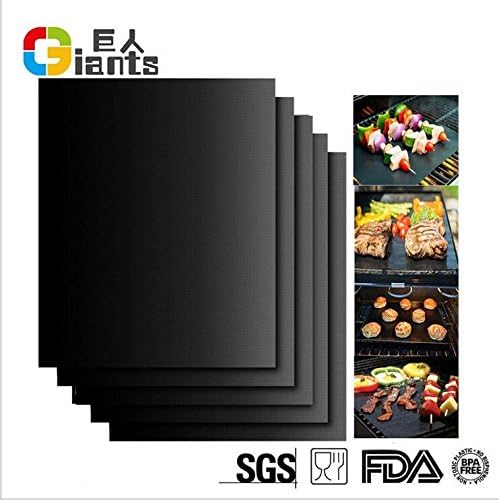 Giants Grill Mat (Set of 4) - Heavy-Duty Non-Stick BBQ &amp; Grilling Sheet - This Best Rated Grill Pad Works With Gas, Electric, Charcoal Grills, and More - 16.16 x 13 Inch