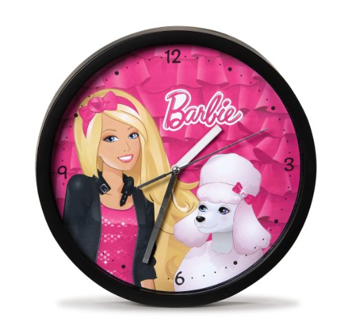 Imagen principal de Nici 34378 Barbie - Reloj de pared con diseño de Barbie y su caniche Sequin (redondo, 25 cm), color rosa