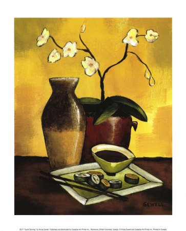 Sushi Serving Art Poster Print by Krista Sewell, 10x12