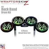 Metal Flames Green Skin by WraptorSkinz fits Rock Band Drum Set for Nintendo Wii, XBOX 360, PS2 & PS