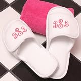 White Trimmed Terry Cloth Spa Slippers