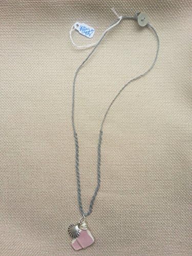 Pink Sea Pottery Pendant with Greek Pewter Sea Shell Charm