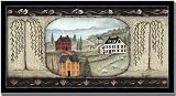 Harbor Coastal Folk Art Sheep Primitive Print Framed